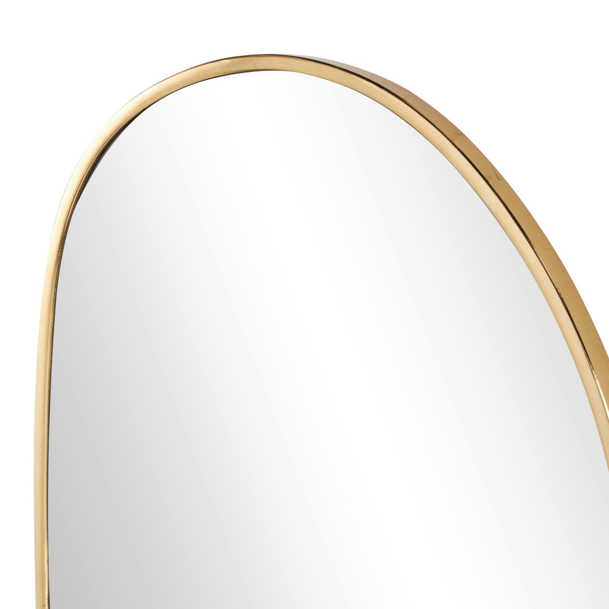 31" x 20" Gold Metal Oval Minimalistic Room Wall Mirror